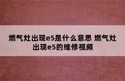 燃气灶出现e5是什么意思 燃气灶出现e5的维修视频